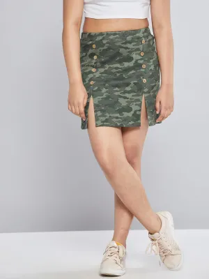 Girls Camouflage Twill Mini Skirt