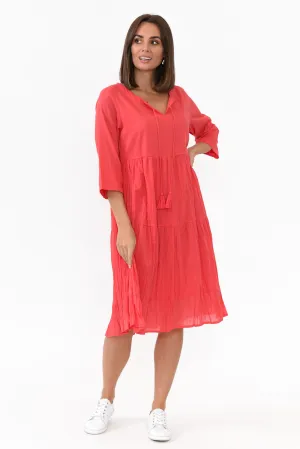 Milana Cherry Crinkle Cotton Dress