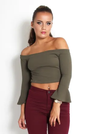 Alby Khaki Off The Shoulder Top