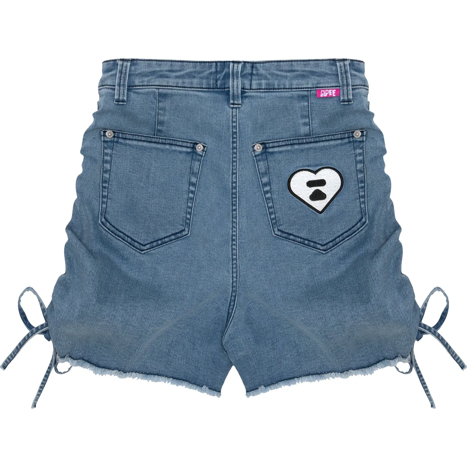 APEE DRAWSTRING SIDES DENIM HOT PANTS LADIES