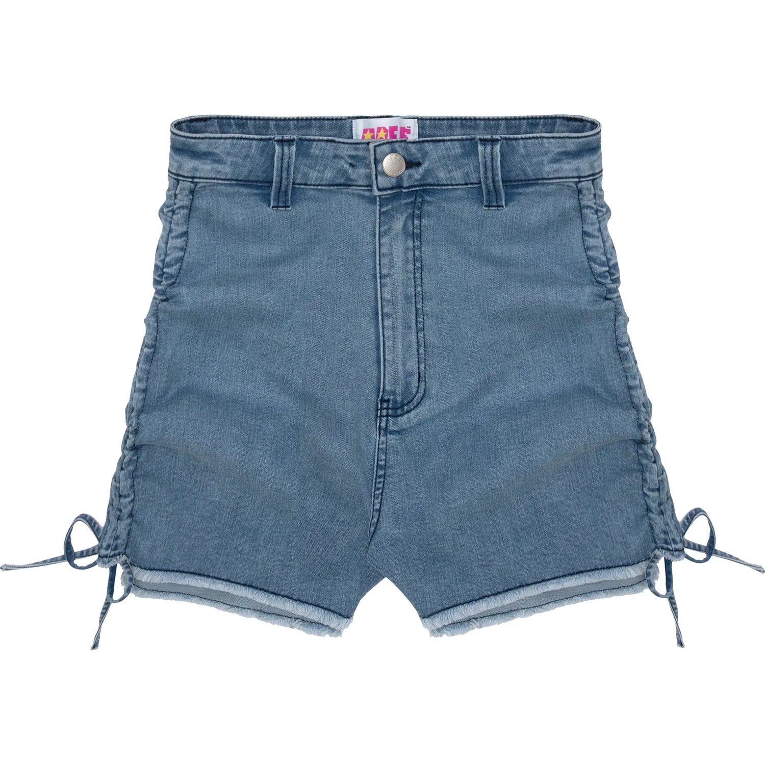 APEE DRAWSTRING SIDES DENIM HOT PANTS LADIES