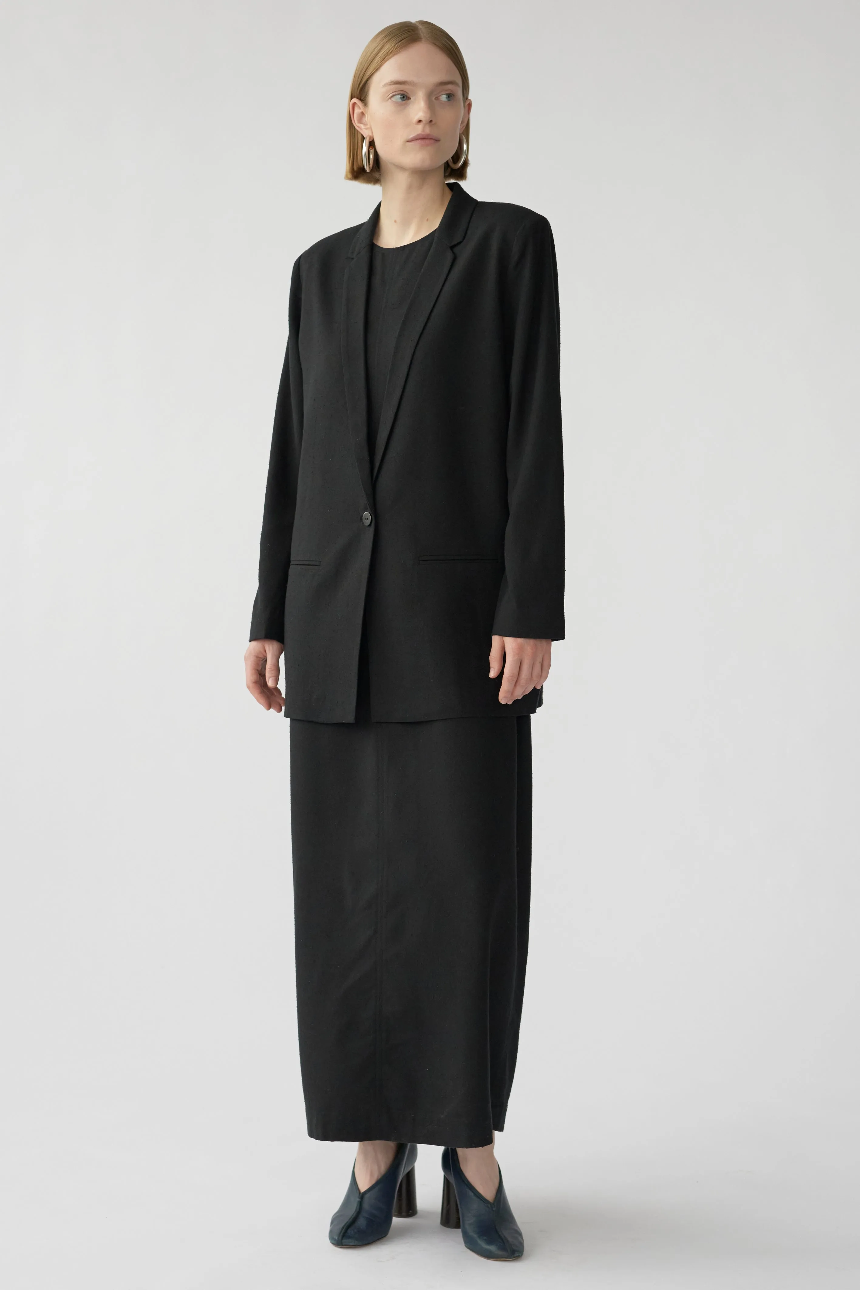 BARRY DRESS - BLACK - RAW SILK