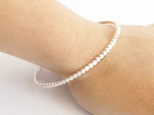 Beaded Bangle Bracelet, Bangle, Beaded Bangle, Sterling Bangle, Bangle Stacking Bracelet, Simple Bangle, Modern Bangle, Thick Beaded Bangle