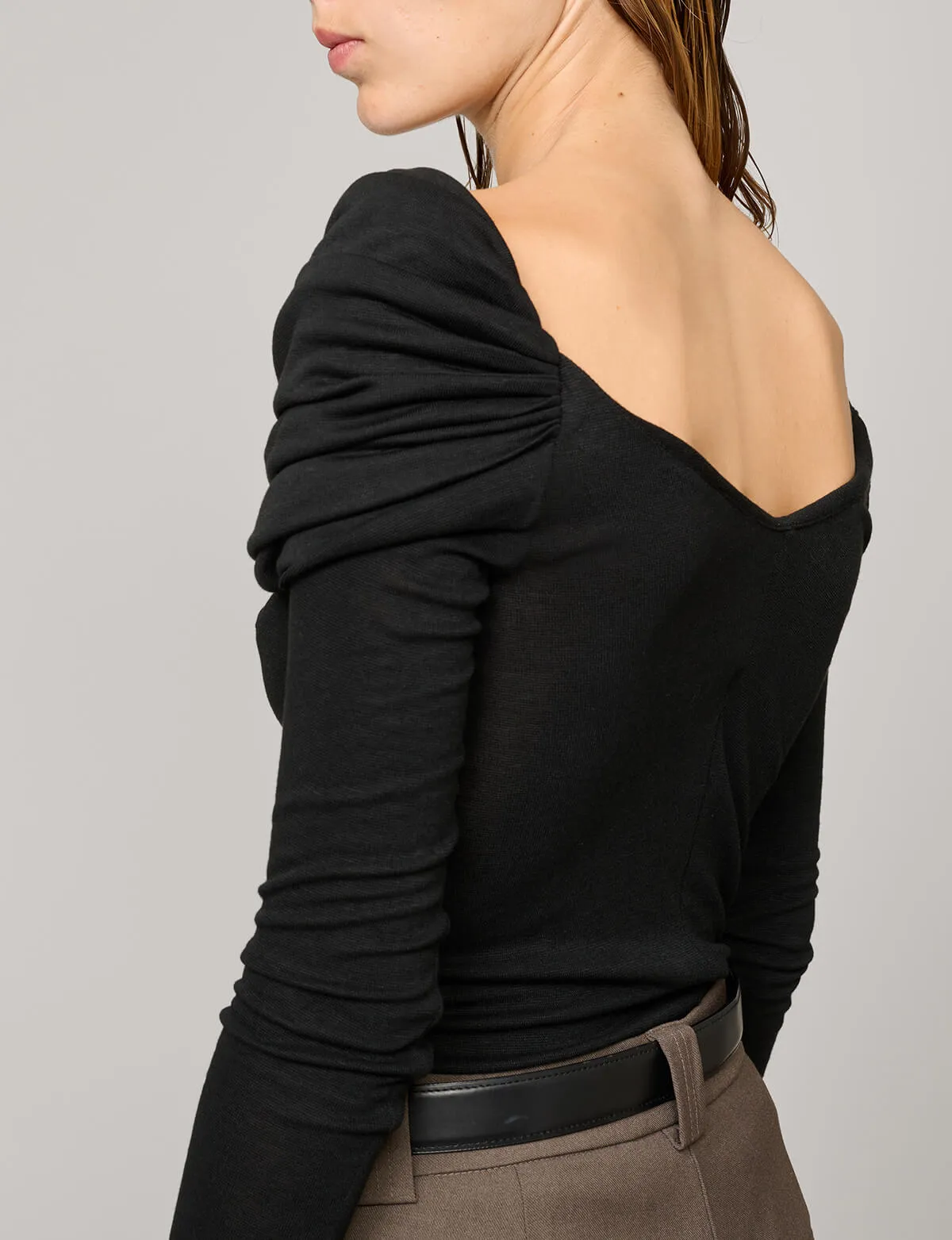 Black Off-the-Shoulder Draped Top