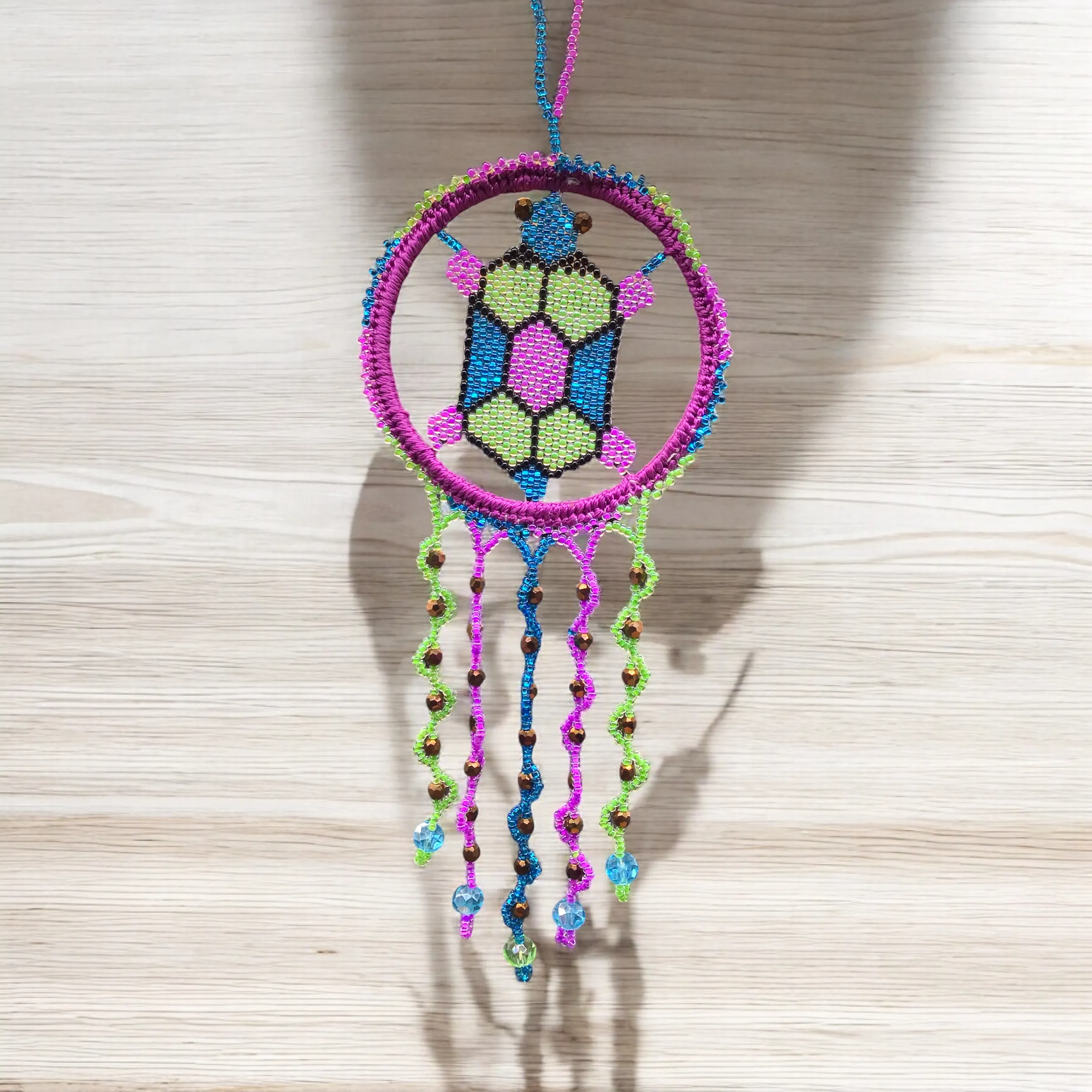 Blue and Green Beaded Turtle Ornament