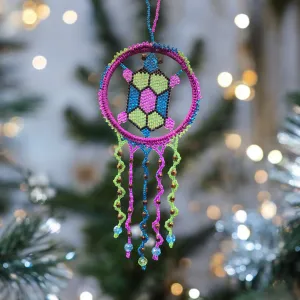 Blue and Green Beaded Turtle Ornament