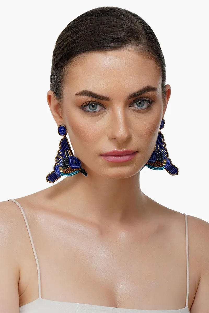 Blue Queen Beaded Earrings