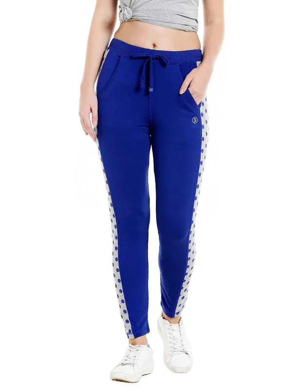 Bodyactive Women Fashion Polka Dots Trackpant in Royal Blue Colour-LL14-RBL