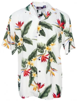 BOP Plumeria Mens Shirt in White