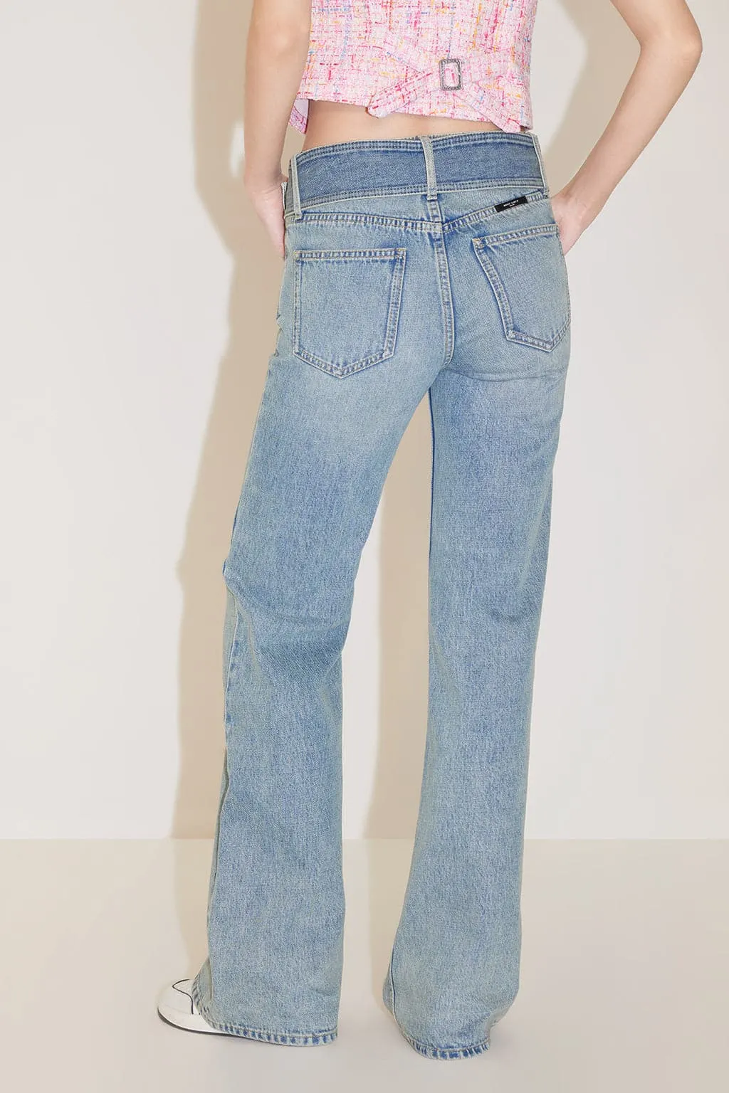 Cargo Style Bootcut Jeans With Detachable Belt