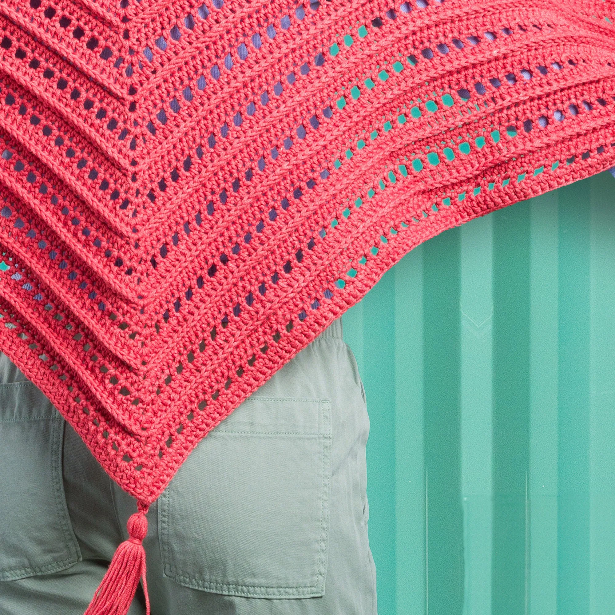 Caron Lace & Ribs Crochet Triangle Shawl