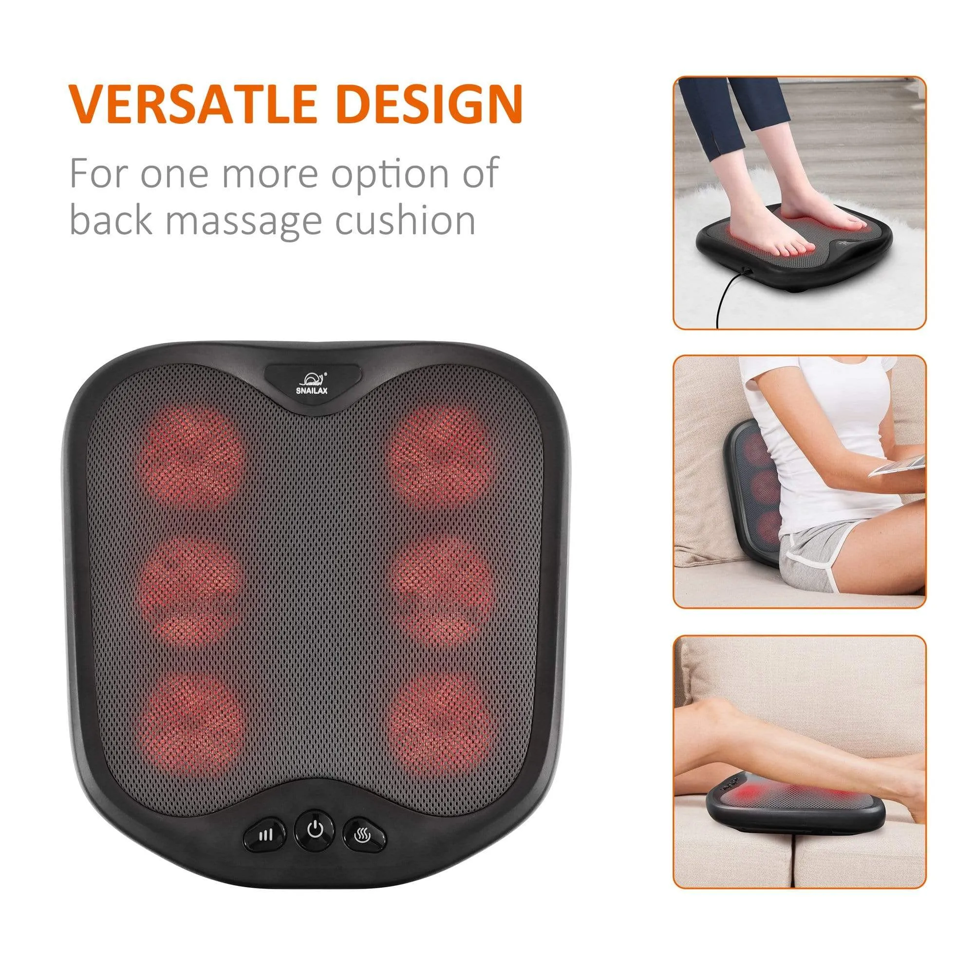 Certified Refurbished - Shiatsu Foot Massager with Heat- Washable Cover Kneading Foot & Back Massager - 593-USED