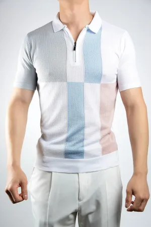 Colorblock Zip Knit Polo