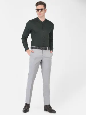 Cotton Blend Dark Green Slim Fit Solid Shirt