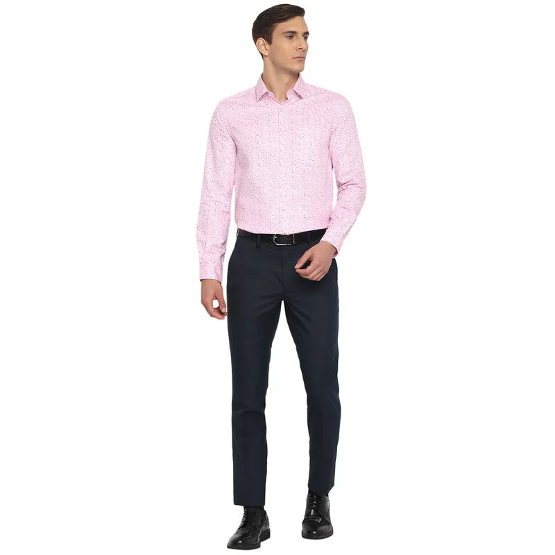 Cotton light Pink Printed Slim Fit Shirt