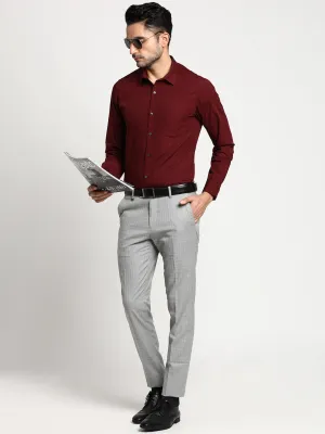 Cotton Maroon Slim Fit Solid Formal Shirt