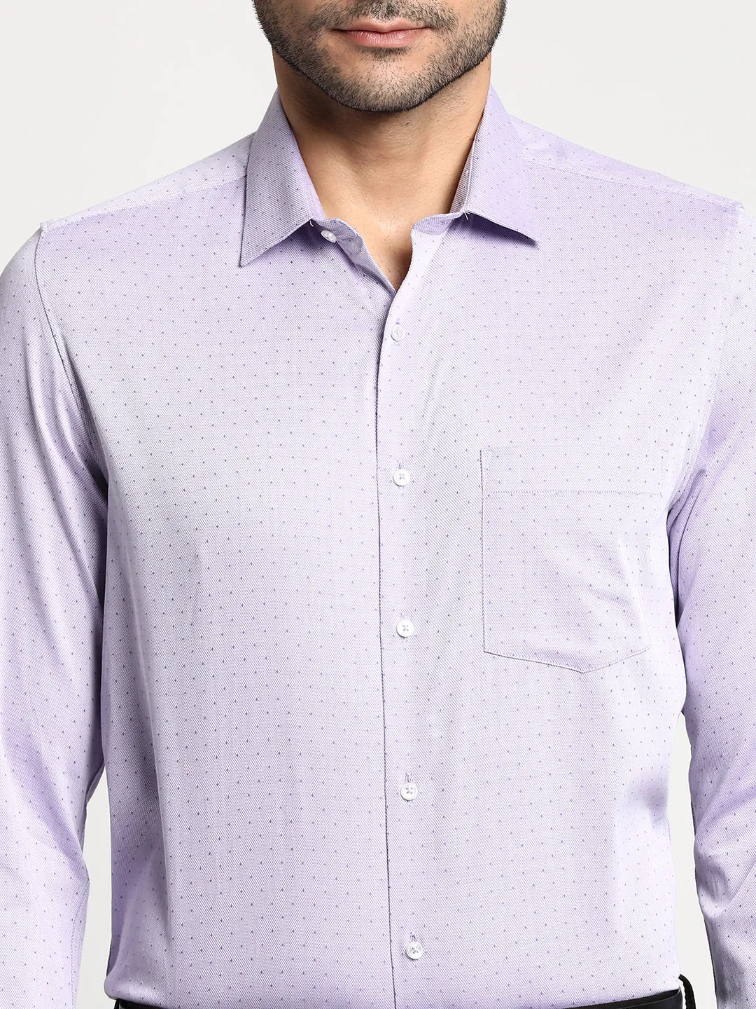 Cotton Purple Slim Fit Self Design Formal Shirts