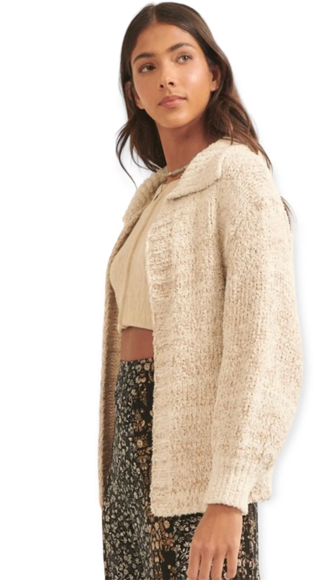 Cozy Soft Two-Tone Knit Cardigan