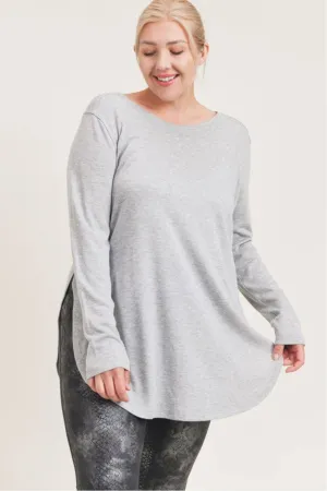 CURVY Long Sleeve Flow Top with Side Slits