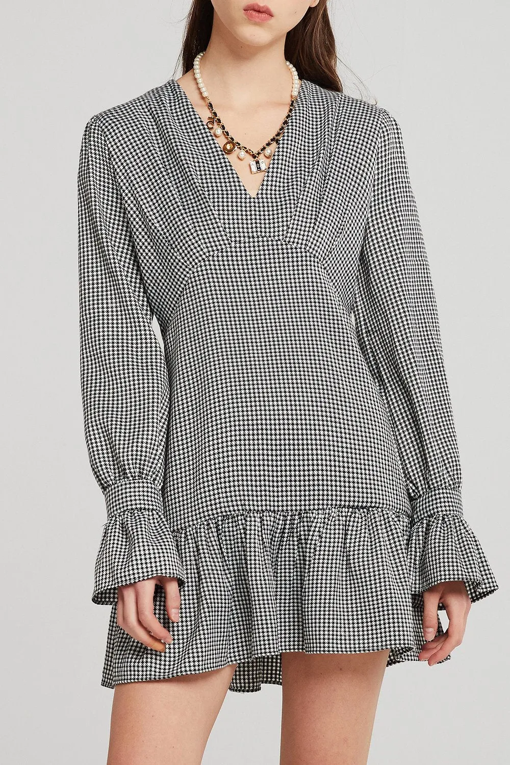 Dani Houndstooth Pintuck Dress