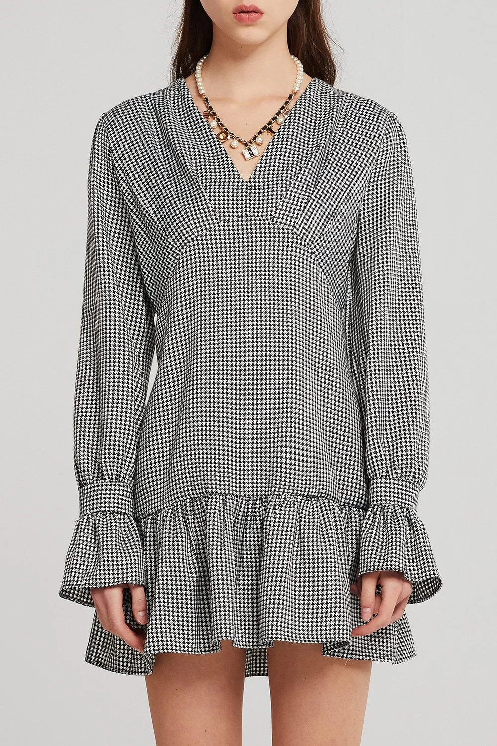 Dani Houndstooth Pintuck Dress