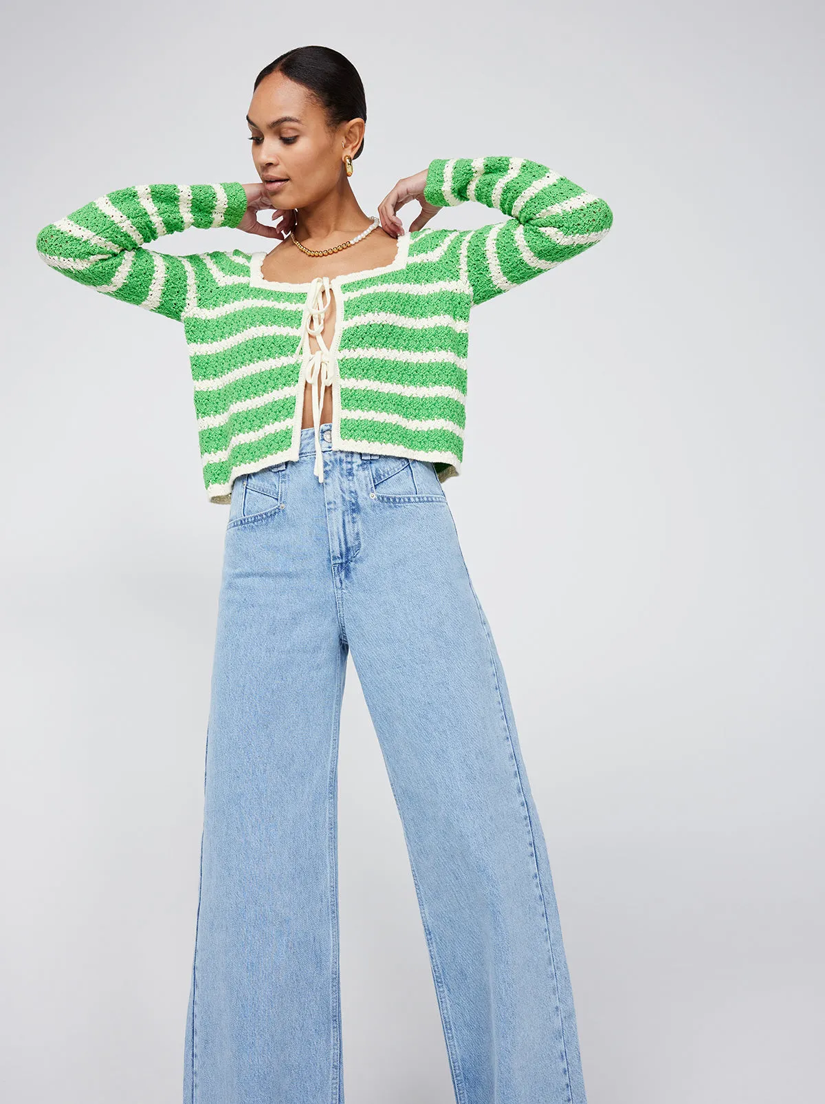 Dionne Green Stripe Knit Cardigan