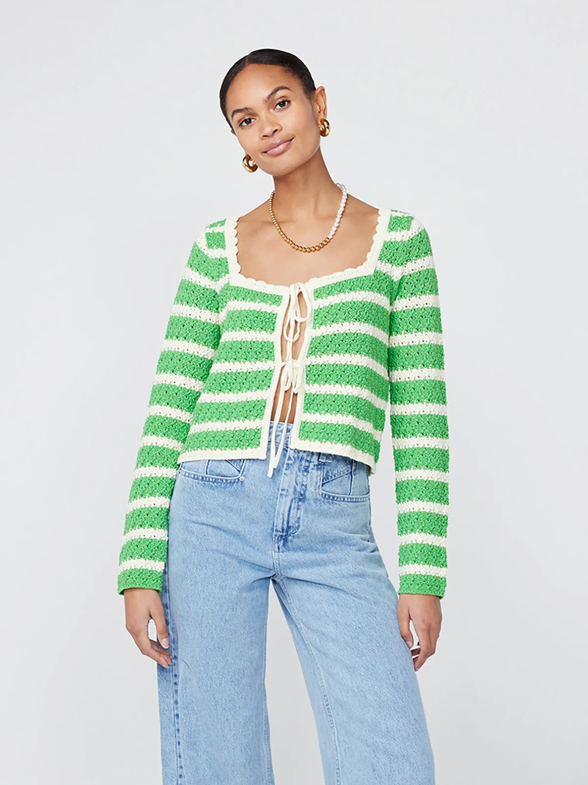 Dionne Green Stripe Knit Cardigan