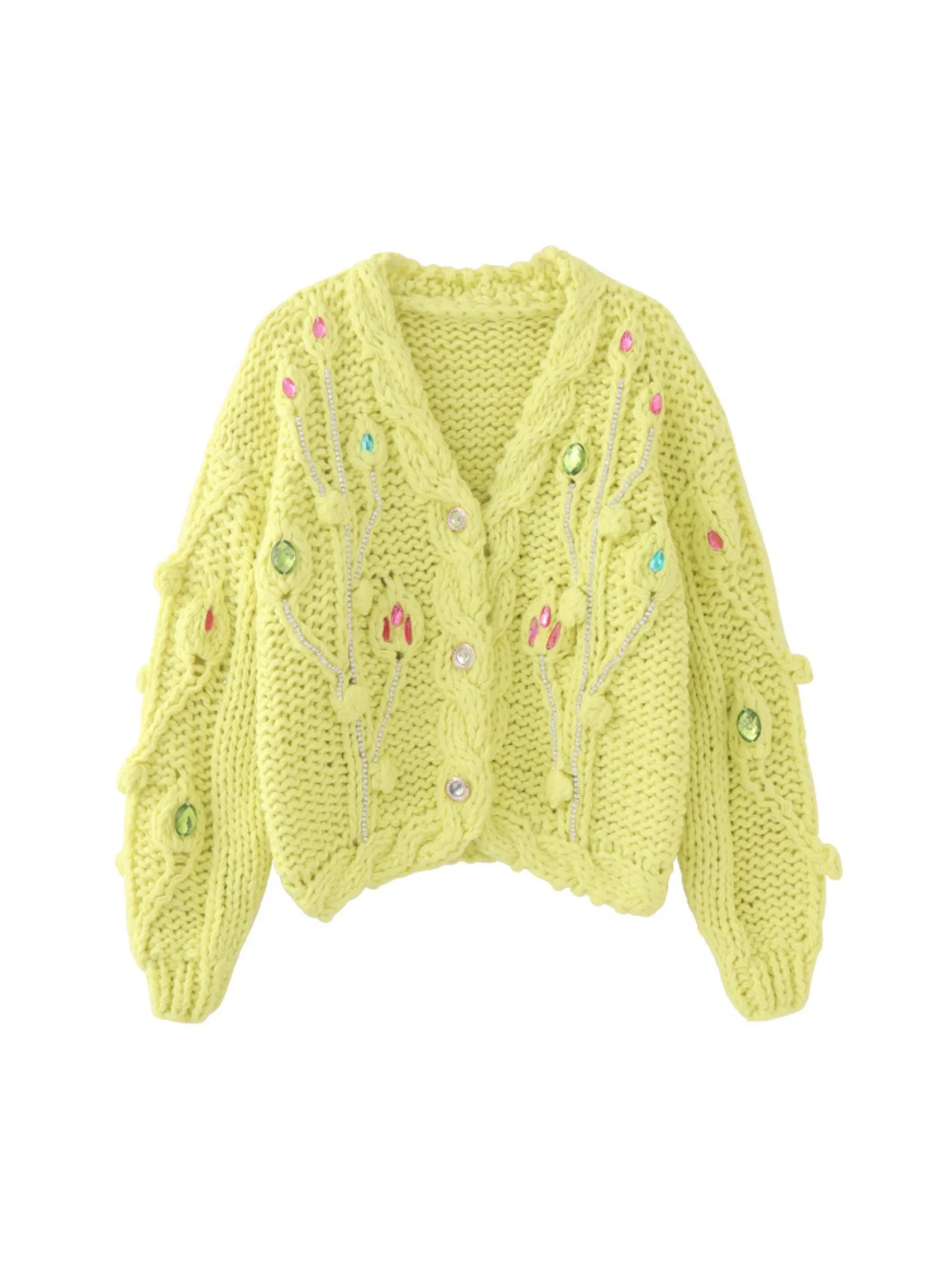 Emilia Knit Cardigan in Lime