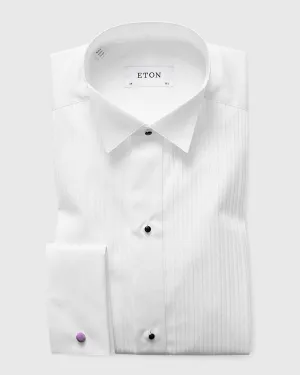 ETON 6315305100 WHITE FRENCH CUFF SLIM PLISSE TUXEDO EVENING SHIRT