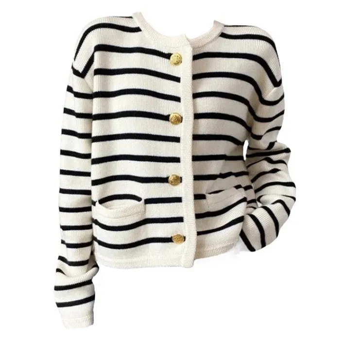 French Girl Striped Cardigan