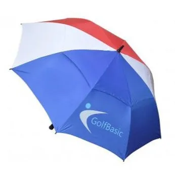 GolfBasic 60'' EP Coated Double Canopy Golf Umbrella (Red/White/Blue)