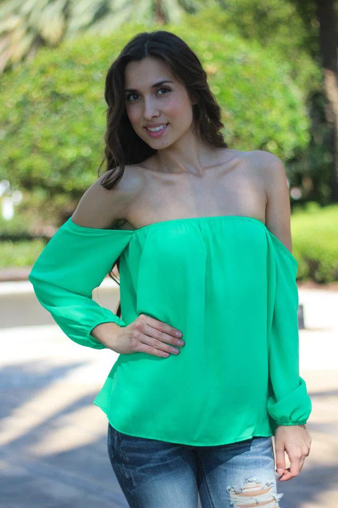 Green Off Shoulder Top