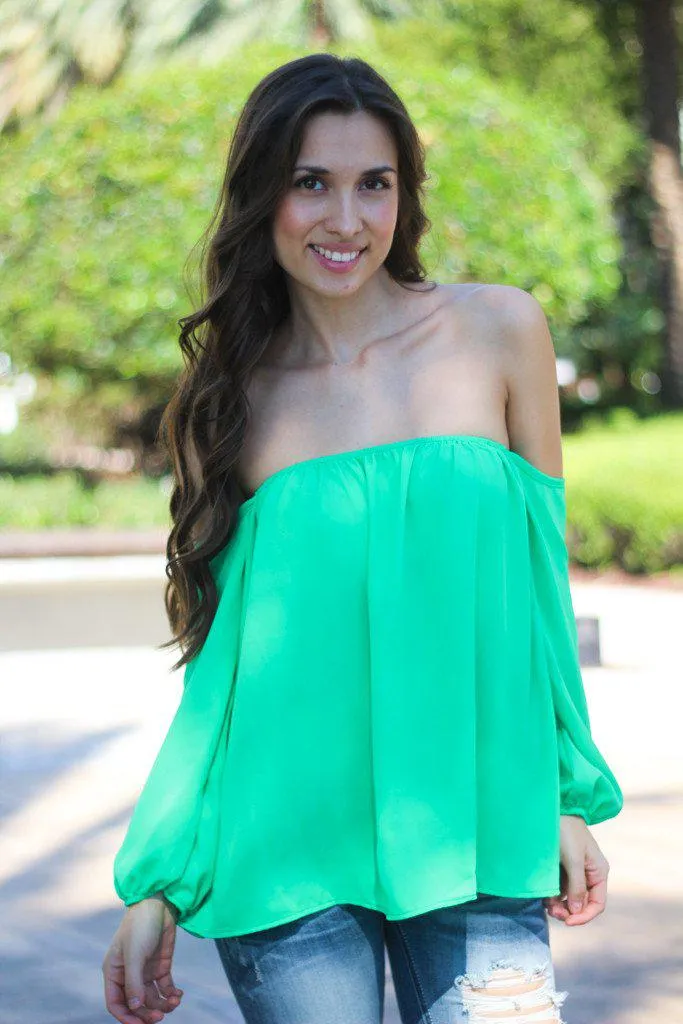 Green Off Shoulder Top