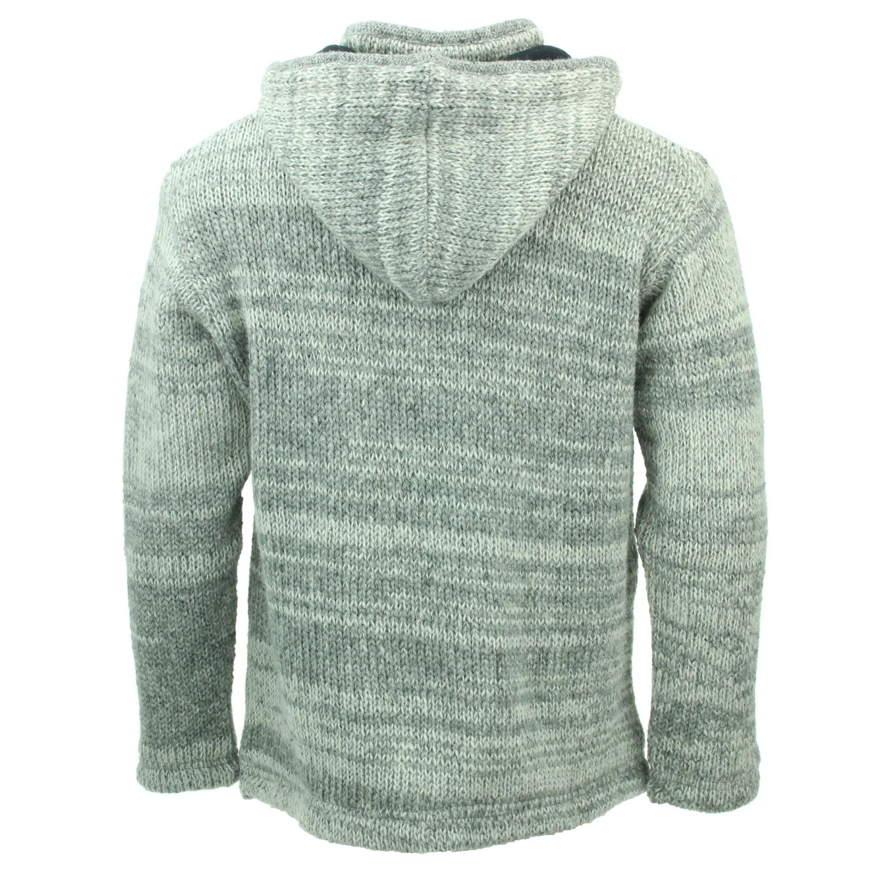 Hand Knitted Wool Hooded Jacket Cardigan - SD Grey