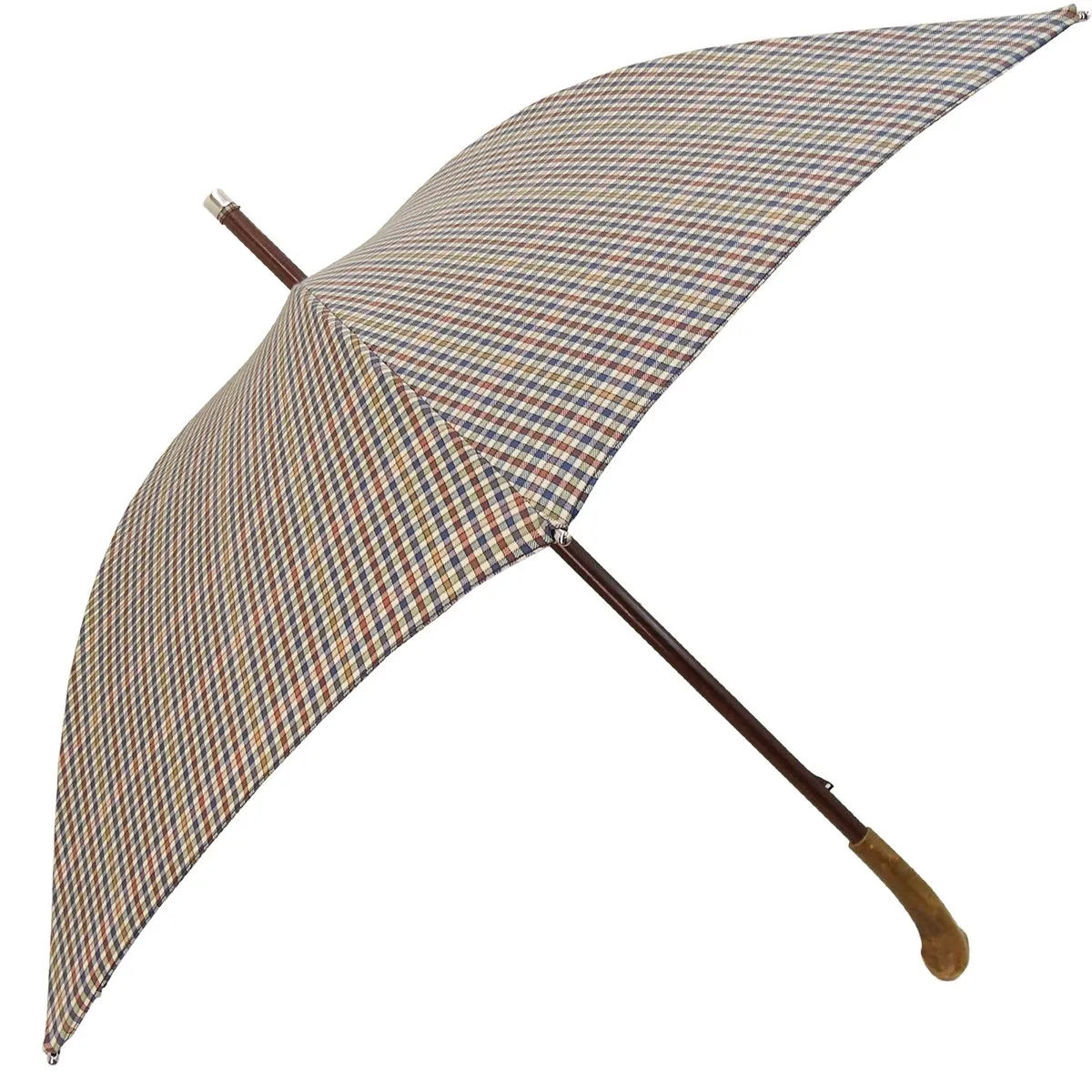 Handcrafted Cotton Umbrella - Natural Chestnut Root Handle