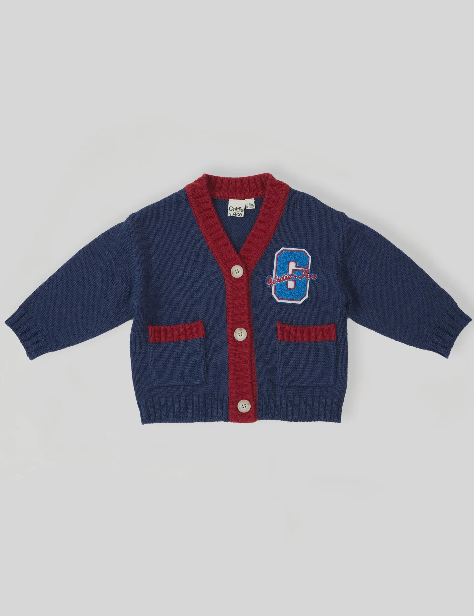 Harry Varsity Knit Cardigan - Navy