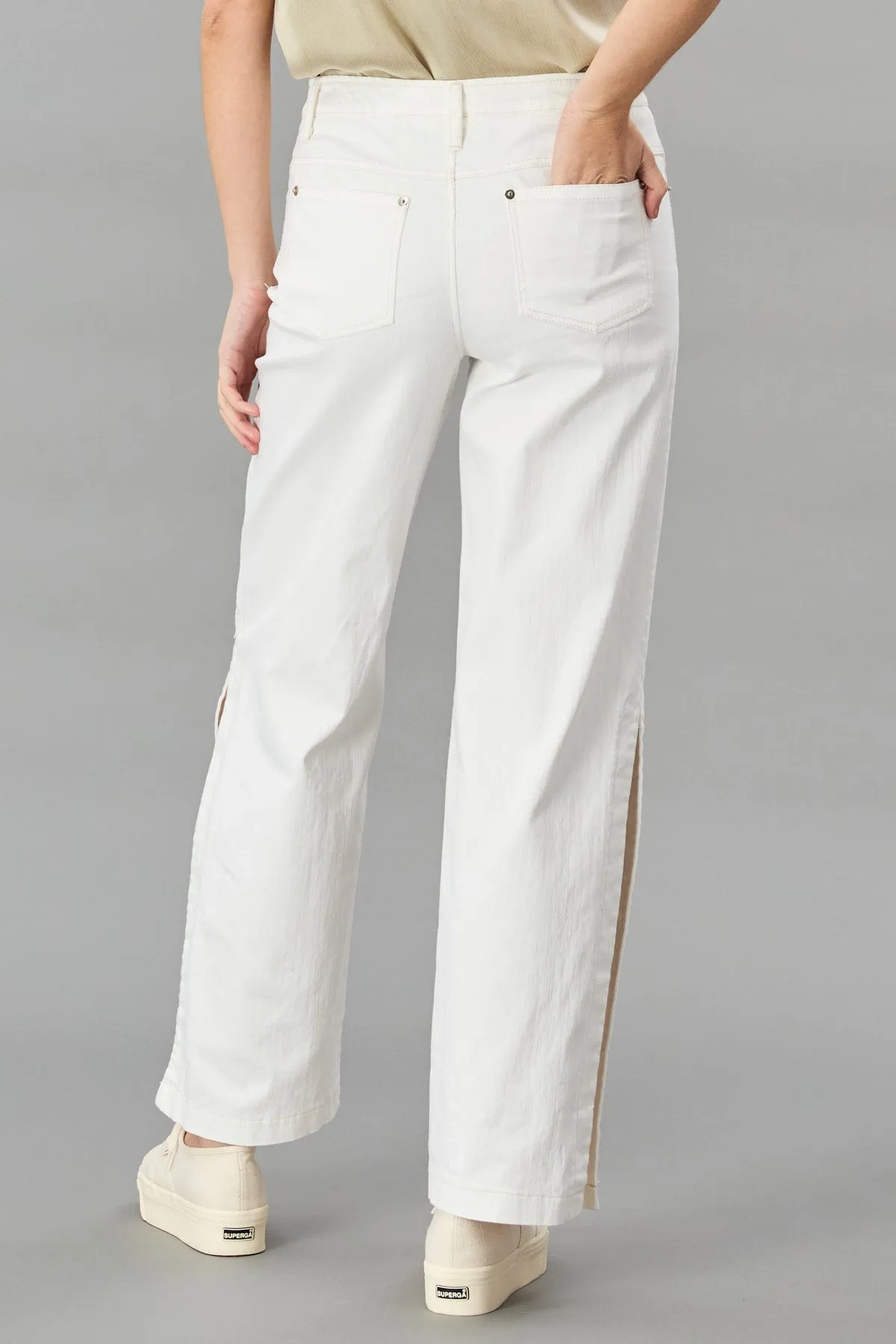 High Slit Straight Denim Pant