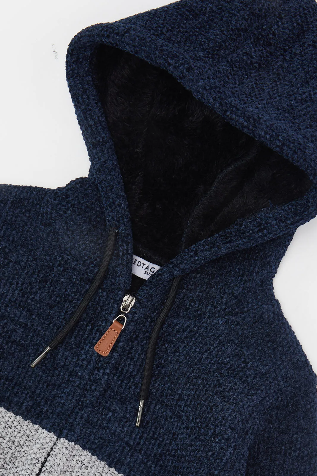 Infant Boys Navy And Grey Hooded Cardigan