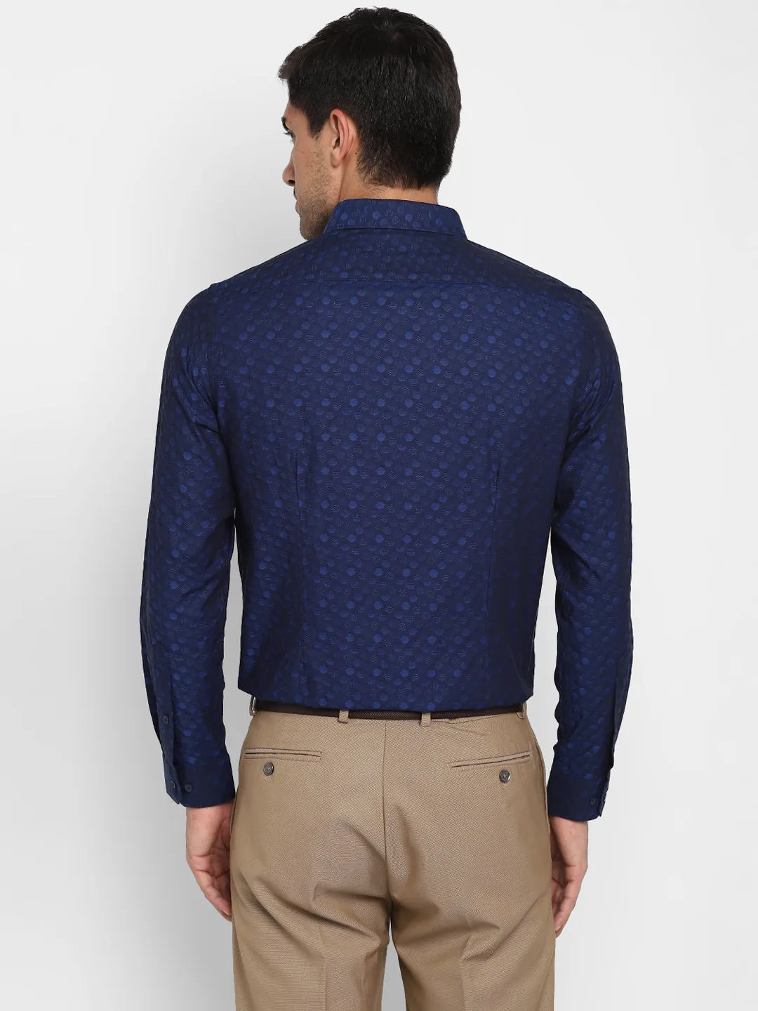 Jacquard Blue Slim Fit Formal Shirt