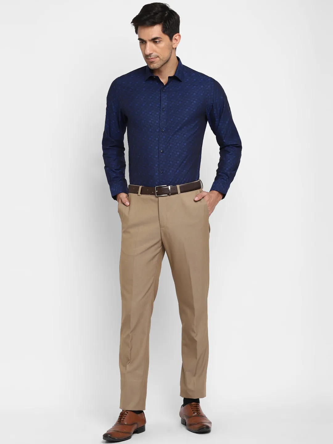 Jacquard Blue Slim Fit Formal Shirt