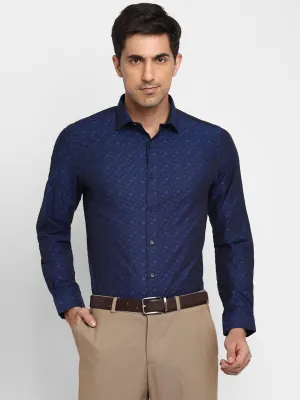 Jacquard Blue Slim Fit Formal Shirt