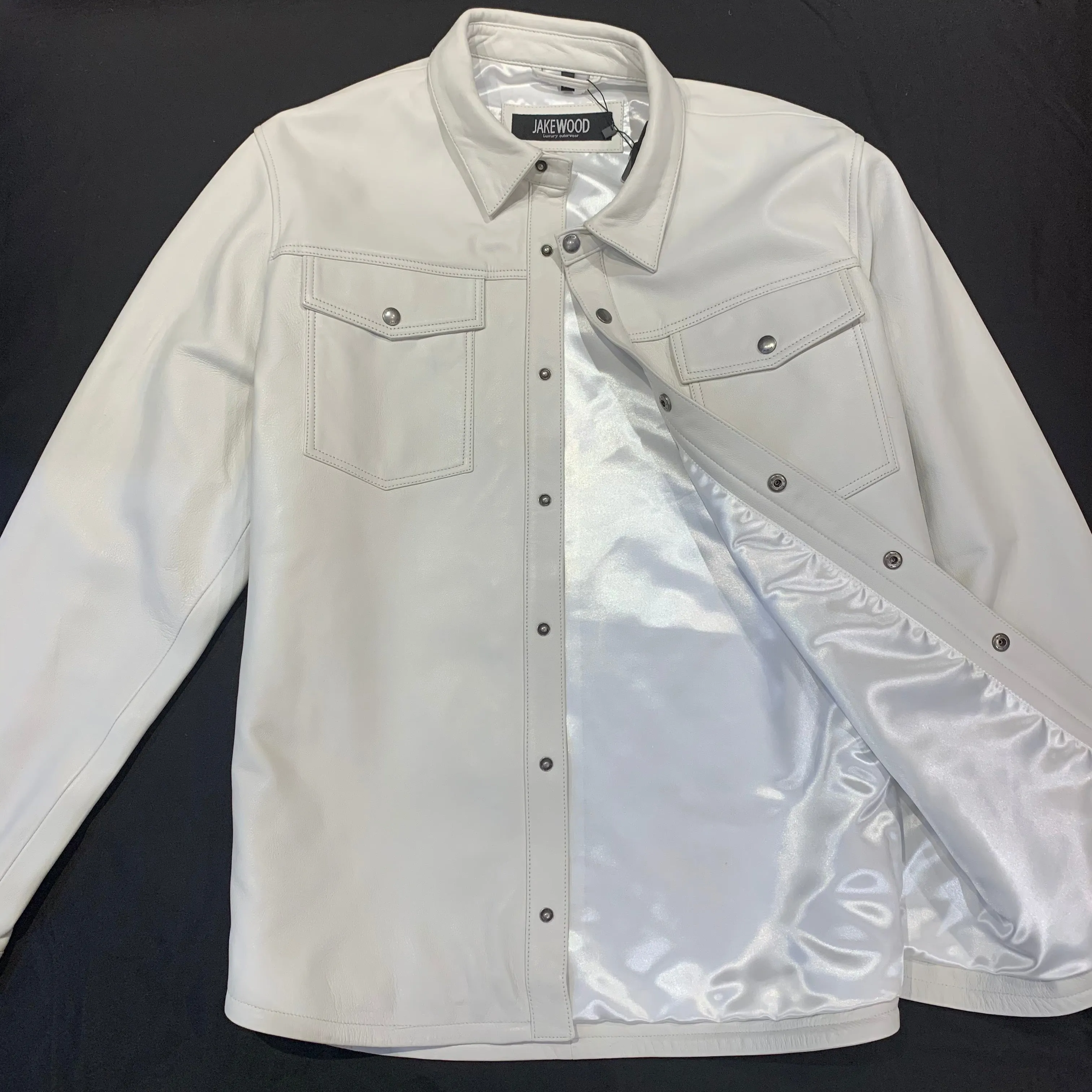 Kashani Men's White Lambskin Button-Up Shirt