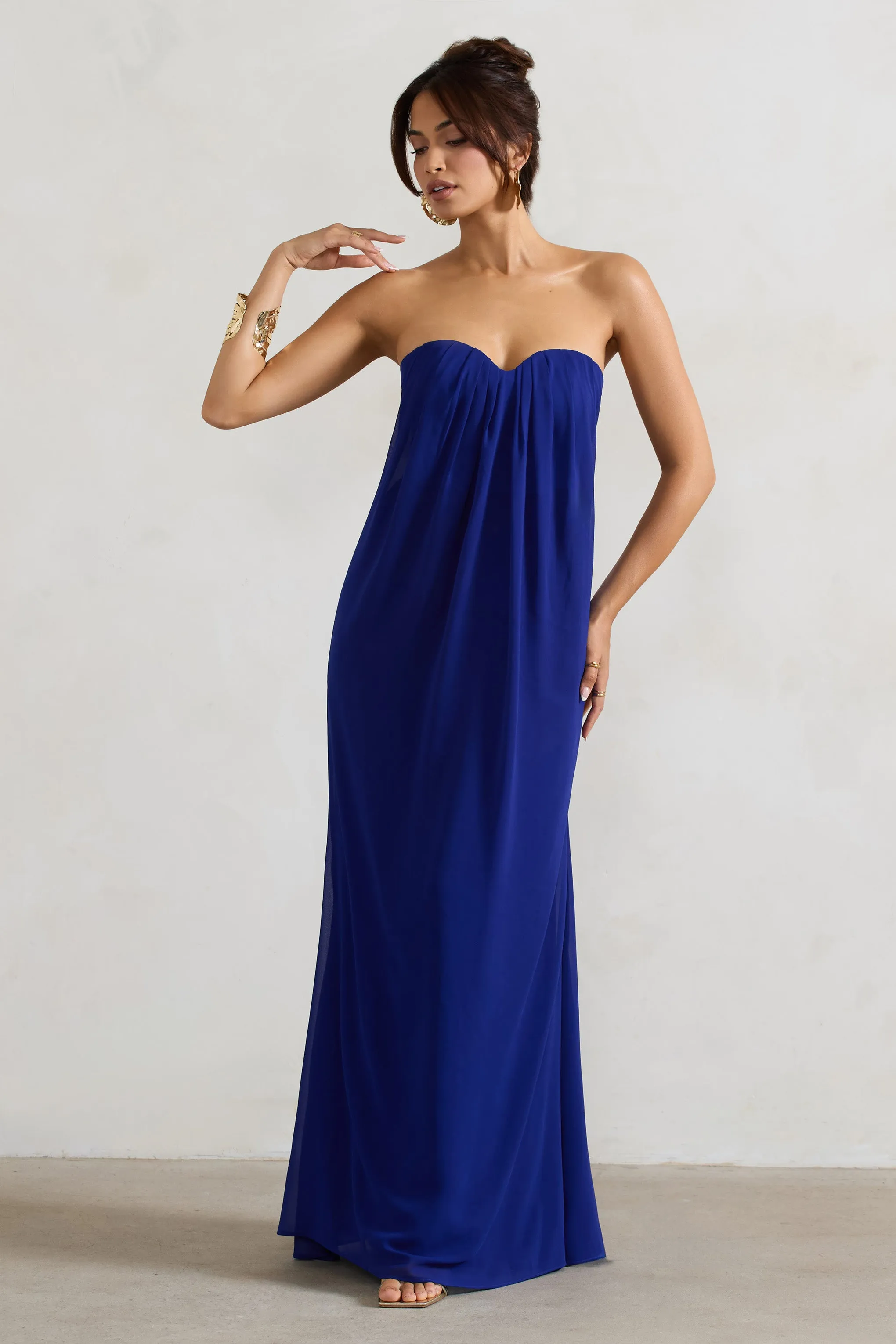 Kaz | Royal Blue Chiffon Sweetheart Maxi Dress