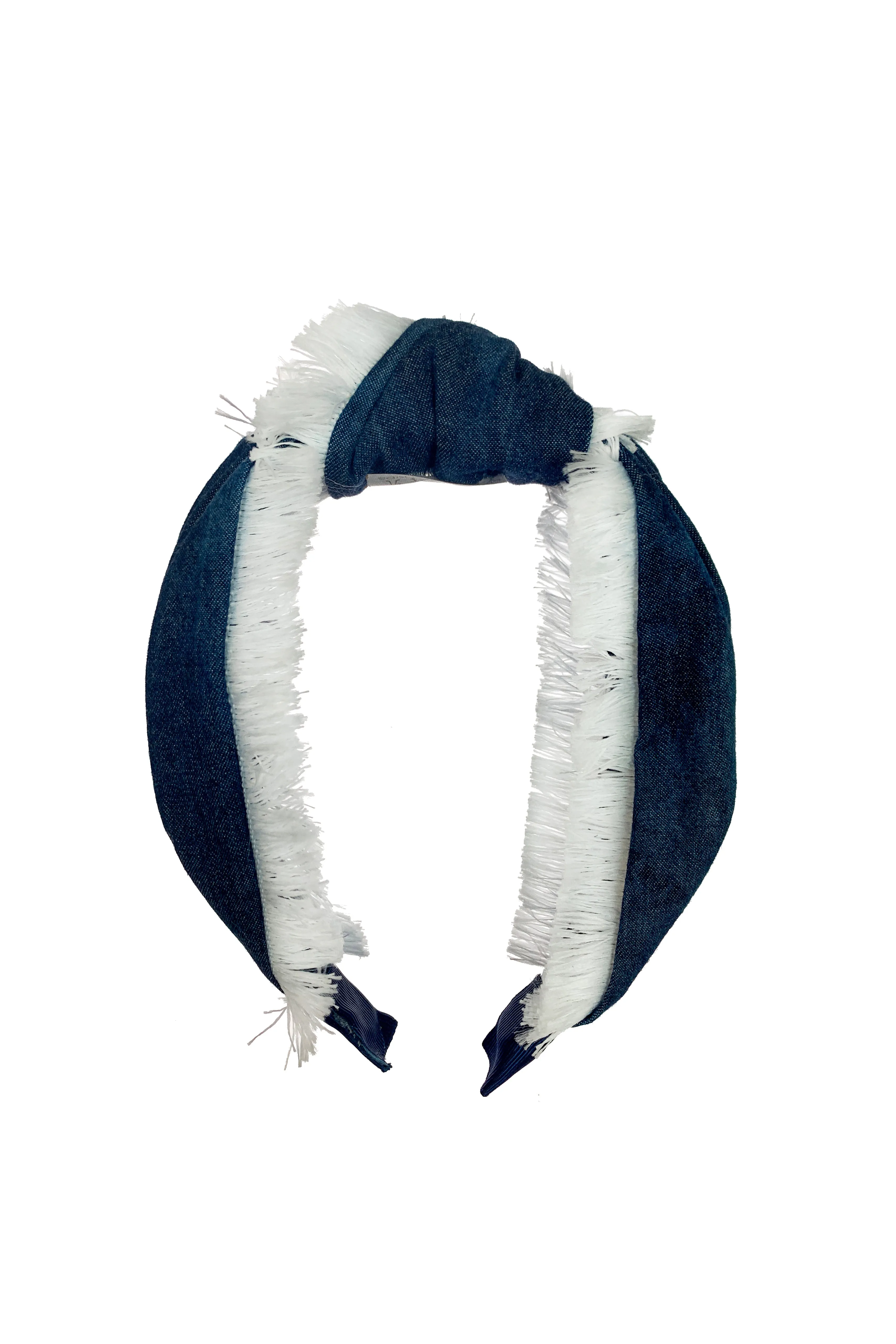 Knot Fringe Headband - Invisible Tie Dye Denim