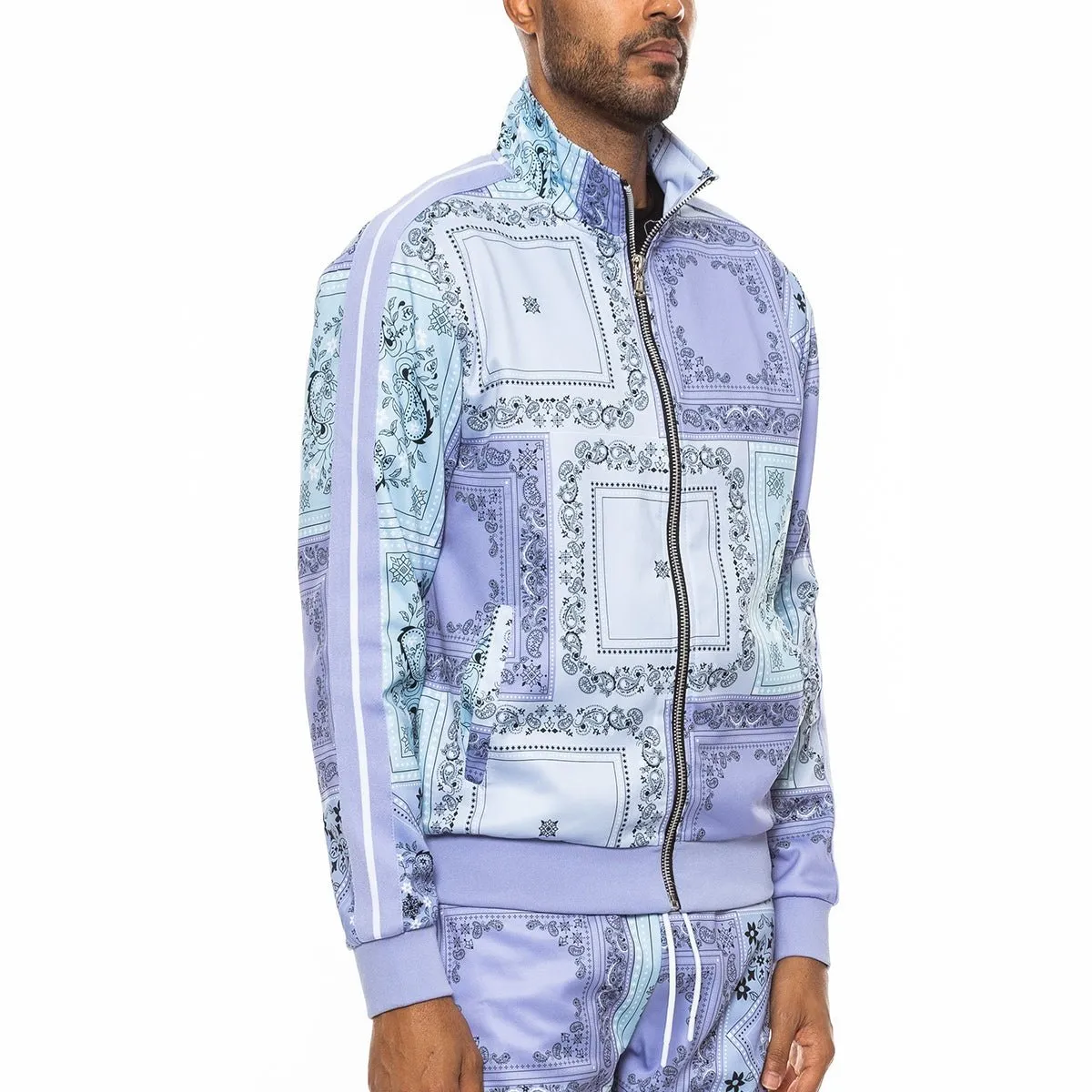 Lavender Paisley Print Track Jacket