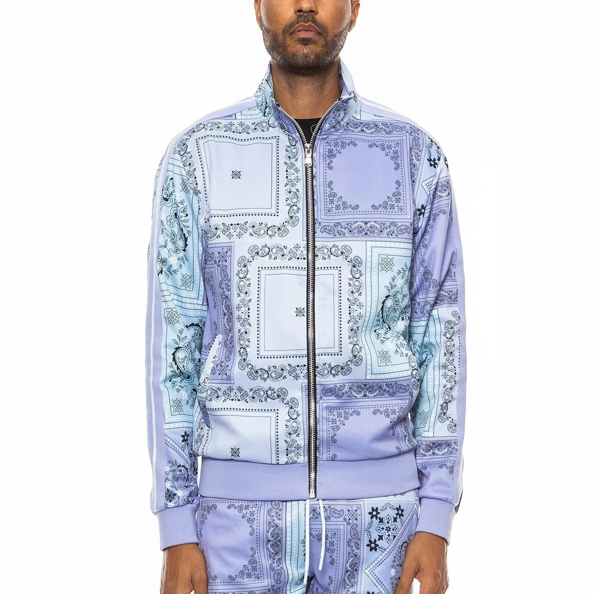 Lavender Paisley Print Track Jacket