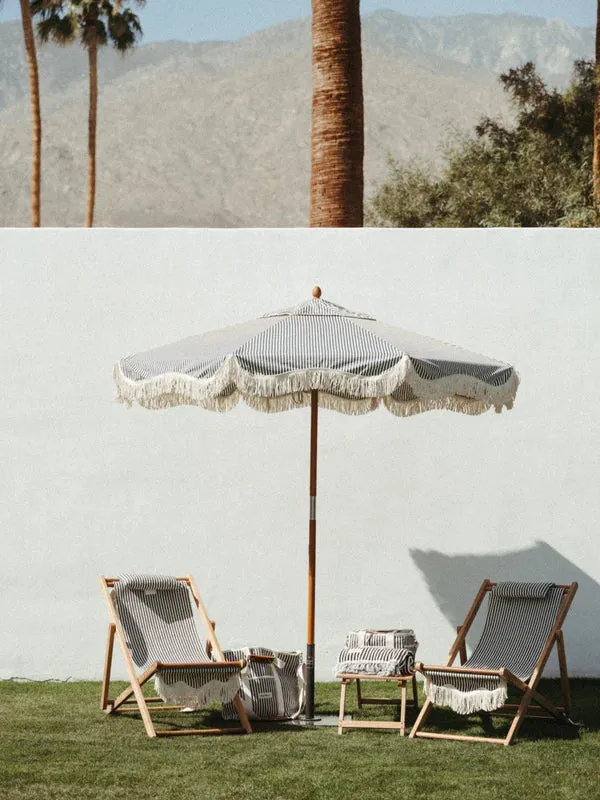 Market Beach Umbrella - Navy Stripe