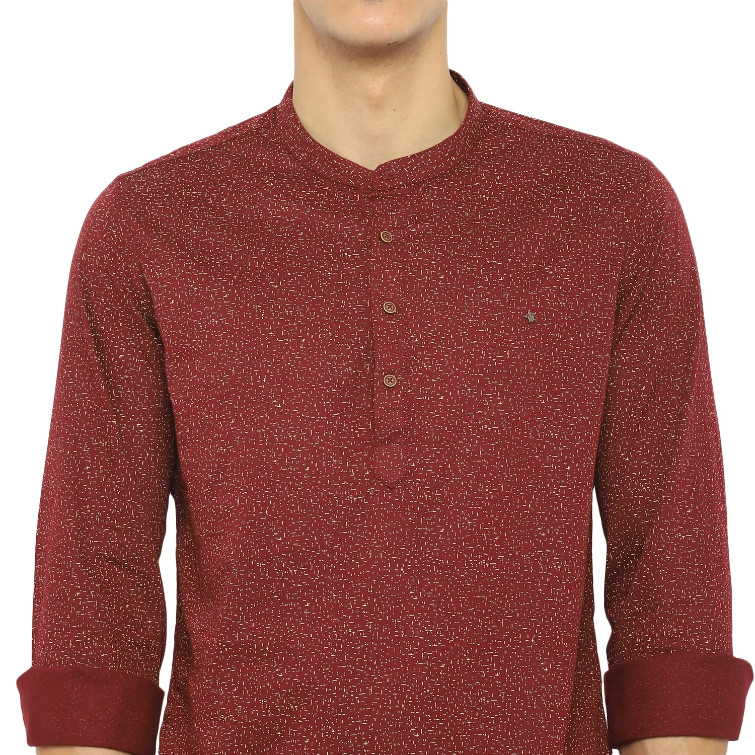 Maroon Cotton Printed Slim Fit Shirt