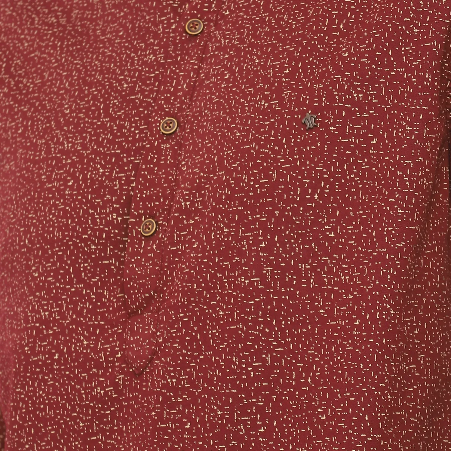 Maroon Cotton Printed Slim Fit Shirt