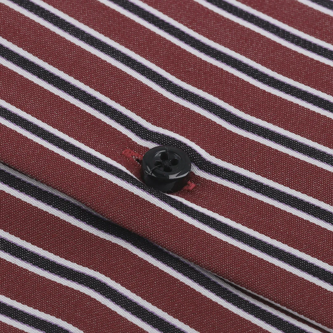 Maroon With Black Fancy White Stripes OL-214